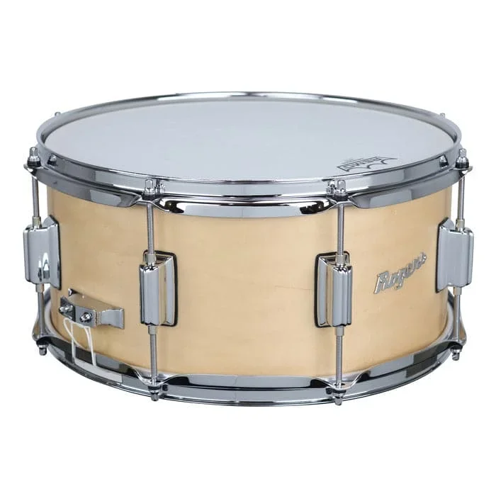 Rogers Powertone Wood Shell Snare Drum 14×6.5 Satin Natural