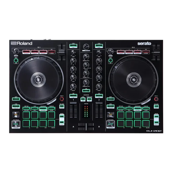 Roland DJ-202 4-deck Serato DJ Controller with Drum Machine