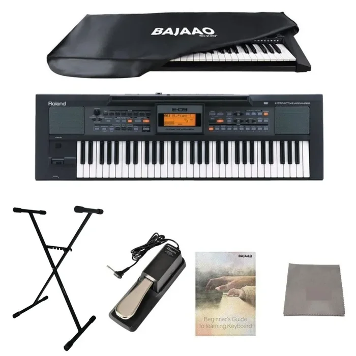 Roland E09IN Indian Edition Arranger Keyboard With Dust Cover, Stand, Pedal & Polishing Cloth