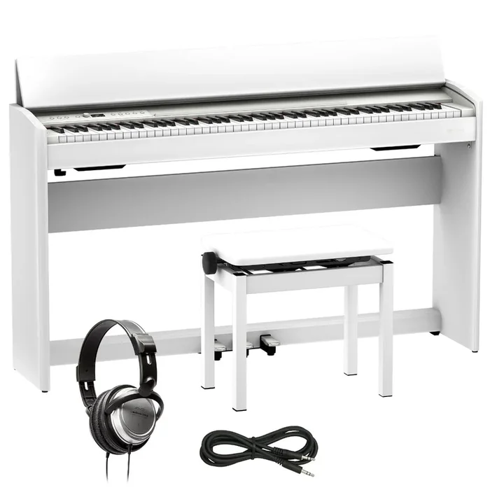Roland F701 Digital Piano – White COMPLETE HOME BUNDLE