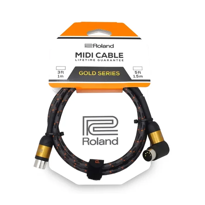 Roland RMIDI-G5A Gold Series Straight to Right-Angle MIDI Cable 5ft