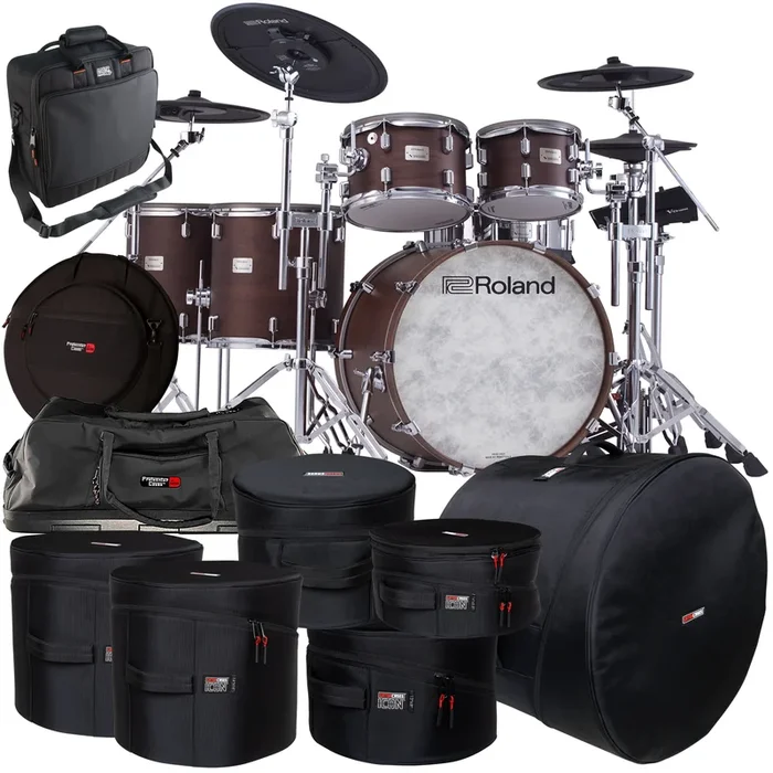 Roland VAD716 V-Drums Electronic Drum Set – Satin Walnut CARRY BAG KIT