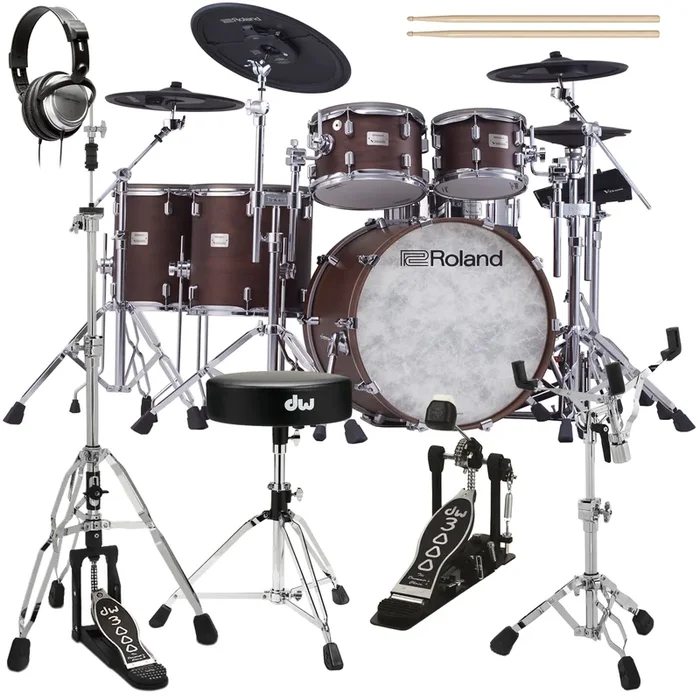 Roland VAD716 V-Drums Electronic Drum Set – Satin Walnut DRUM ESSENTIALS BUNDLE