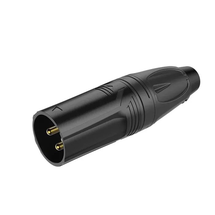 Roxtone RX3M-BG 3 Pole XLR male Black Electrophoretic Paint Shell With Gold Plated Contacts Connector