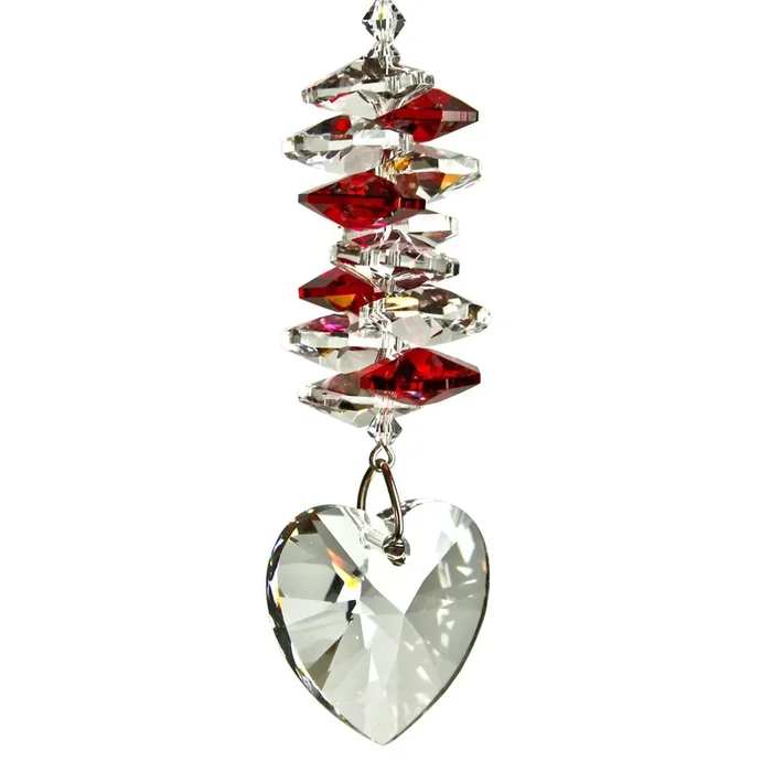 Ruby Crystal Heart Cascade Sun Catcher