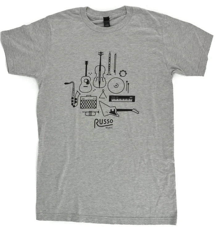 Russo Music ‘Instruments’ T-Shirt – Heather Grey