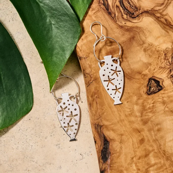 Satie Water Urn with Stars Dangle Earrings