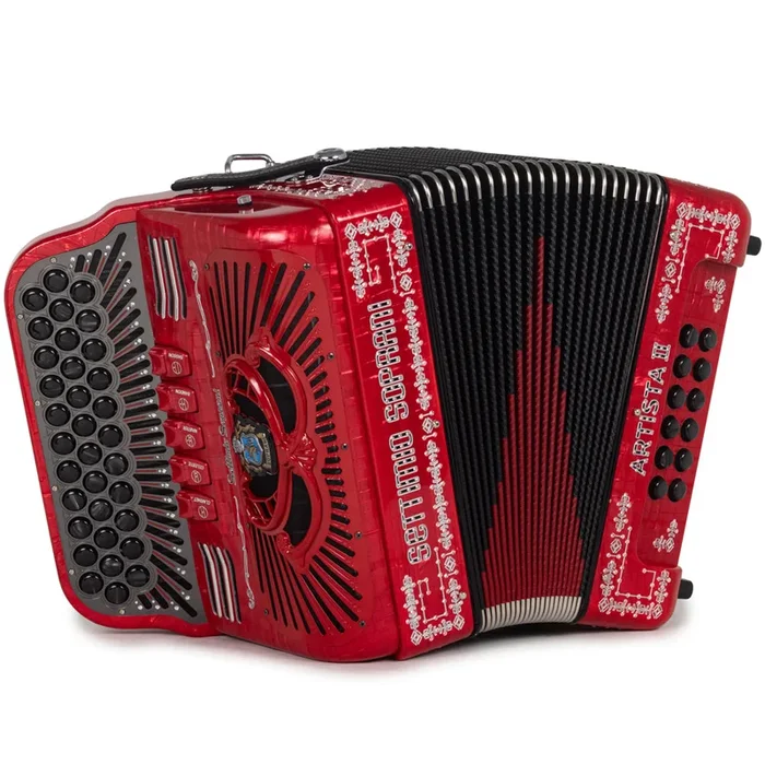 Settimio Soprani Artista II Ultra Compact 5 Switch Accordion FBE Celluloid Red with Black