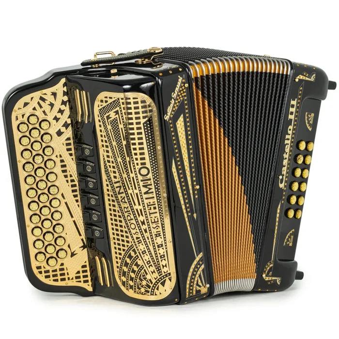 Settimio Soprani Castello III 6 Switch Accordion FBE-EAD in Black with Gold