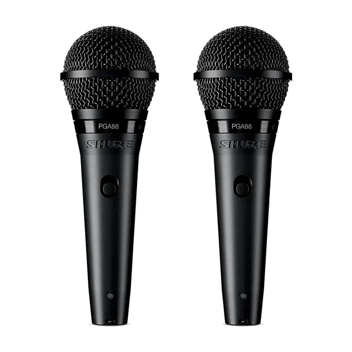 Shure PGA58 Cardioid Dynamic Vocal Microphone 2 Pack Bundle