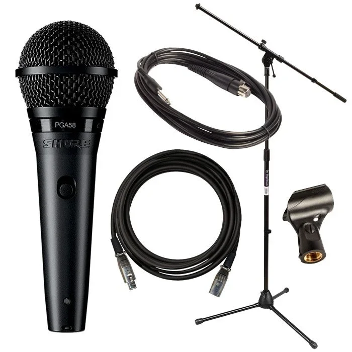 Shure PGA58 Cardioid Dynamic Vocal Microphone with 1/4″ Cable PERFORMER PAK