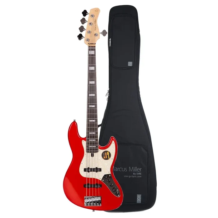 Sire Marcus Miller V7 Alder 5-String Bright Metallic Red (2nd Gen) and Sire Gig Bag Bundle