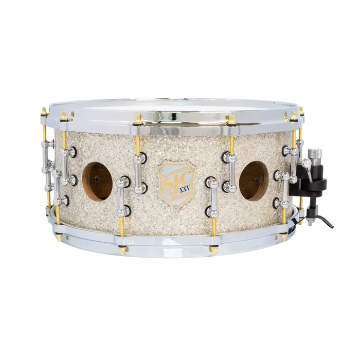 SJC Custom Drums XXV Anniversary 6.5×14″ 25Ply Maple – Silver Glass Glitter