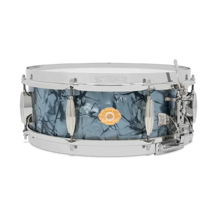 Slingerland Radio King Limited-edition Snare Drum – 5 inches x 14 inches, Silver and Blue Duco Lacquer