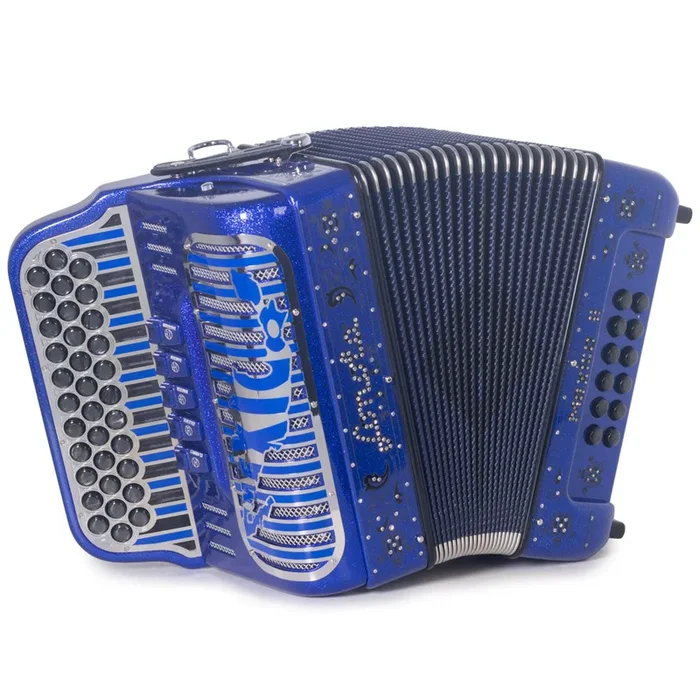 Sonola Mexico II Ultra Compact Accordion FBE 5 Switch Blue Glitter with Black