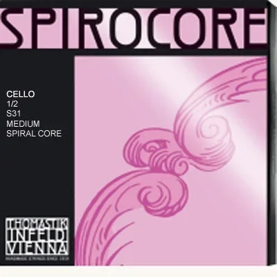Spirocore Cello String Set with Chrome-Wound A, D, G, and C – Medium Gauge – 1/2 Size