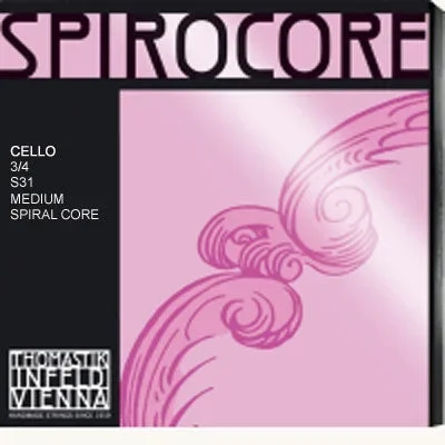 Spirocore Cello String Set with Chrome-Wound A, D, G, and C – Medium Gauge – 3/4 Size
