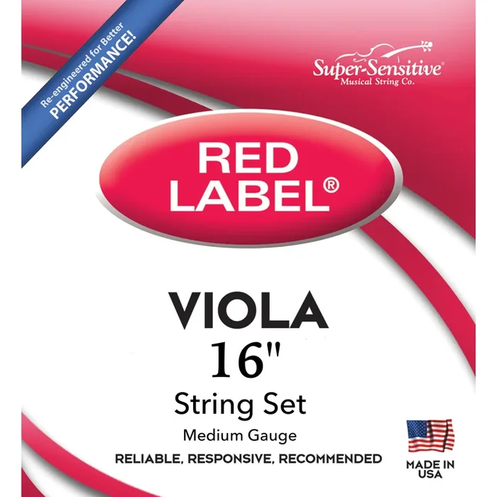 Super Sensitive Red Label 16″ Viola String Set (Medium Tension)