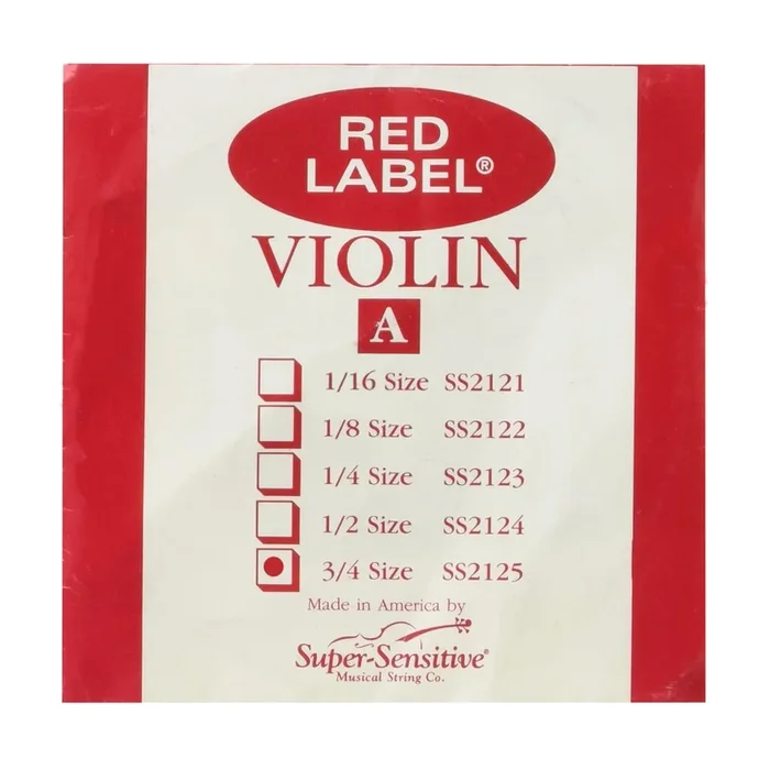 Super Sensitive Red Label A Violin String For 3/4