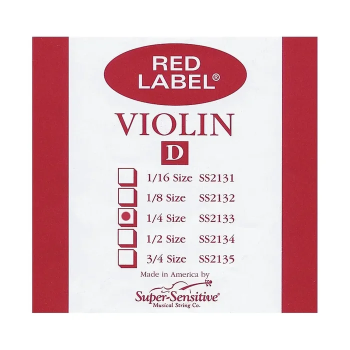 Super Sensitive Red Label D Violin String For 1/4