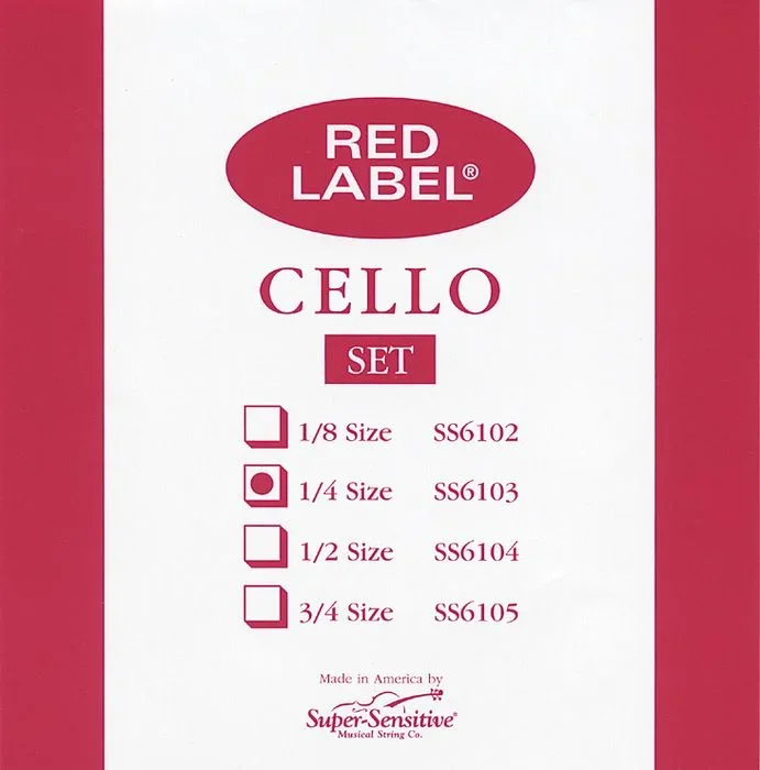 Super Sensitive SS6103 Red Label Medium Cello String Set 1/4″”