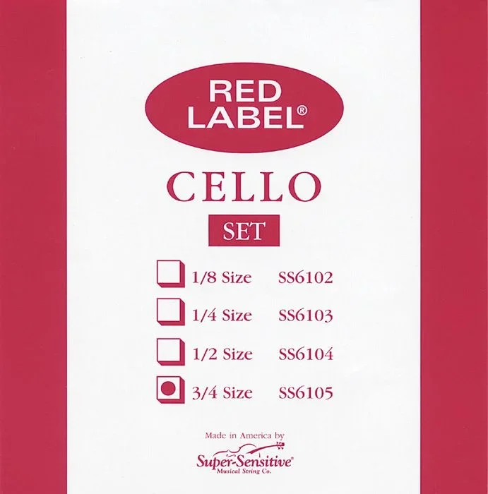 Super Sensitive SS6105 Red Label Medium Cello Strings 3/4