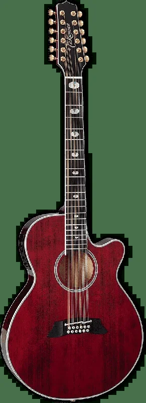 Takamine TSP158C-12 STR 12-String Thinline Acoustic-Electric Guitar – See Thru Red