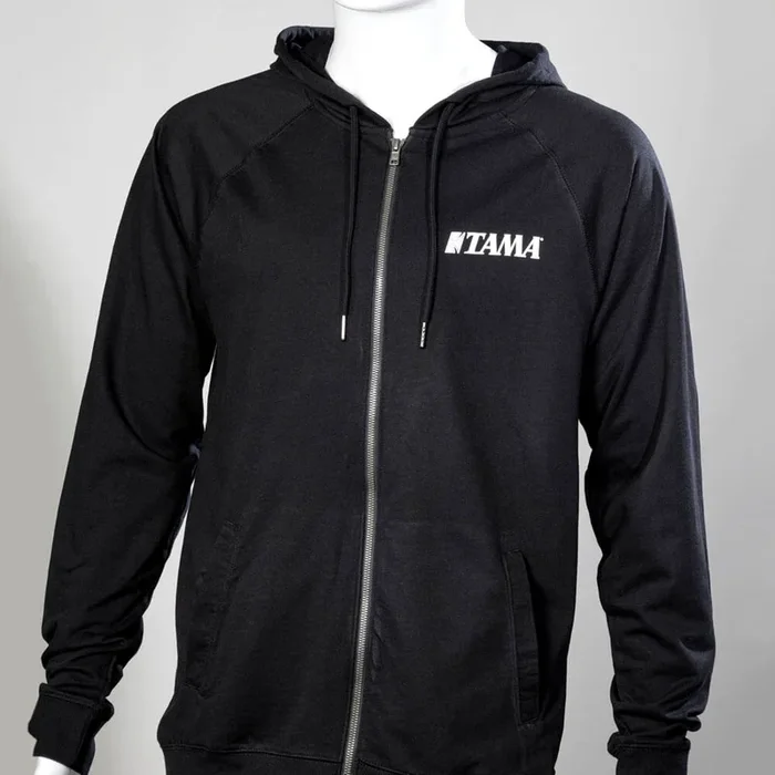 Tama Printed Logo Lightweight Zip-Up Hoodie Black – X-Large