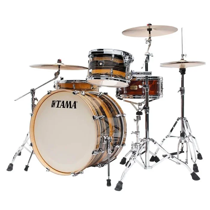 Tama Superstar Classic 3pc Drum Set Natural Ebony Tiger Wrap