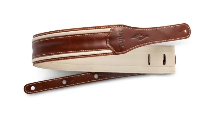 Taylor Element 2.5″ Leather Guitar Strap – Brown/Cream (800 Series)