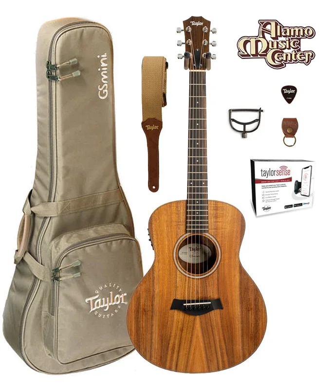 Taylor GSMini-e Koa Acoustic-Electric Guitar Bundle w/ Gig Bag and TaylorSense