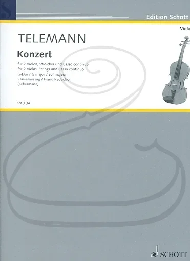 Telemann (Lebermann): Concerto in G Major (2 violas & piano reduction) Schott