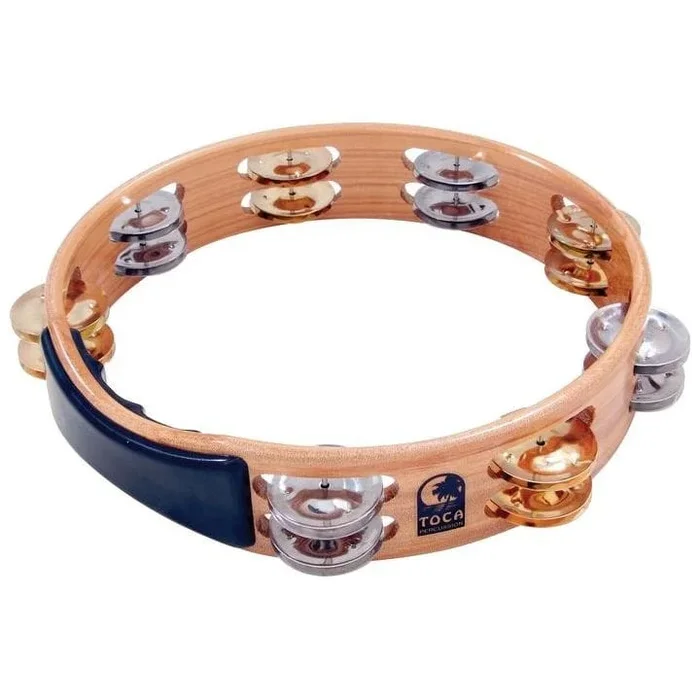 Toca 10″ Wooden Double Row Tambourine