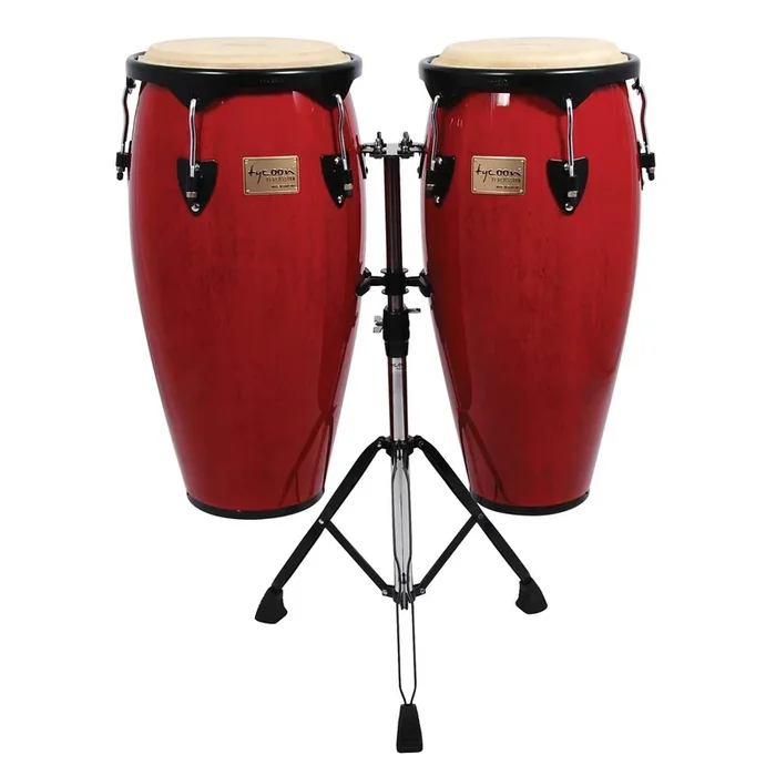 Tycoon 10 & 11 Red Supremo Congas w/Double Stand 2 Box Set