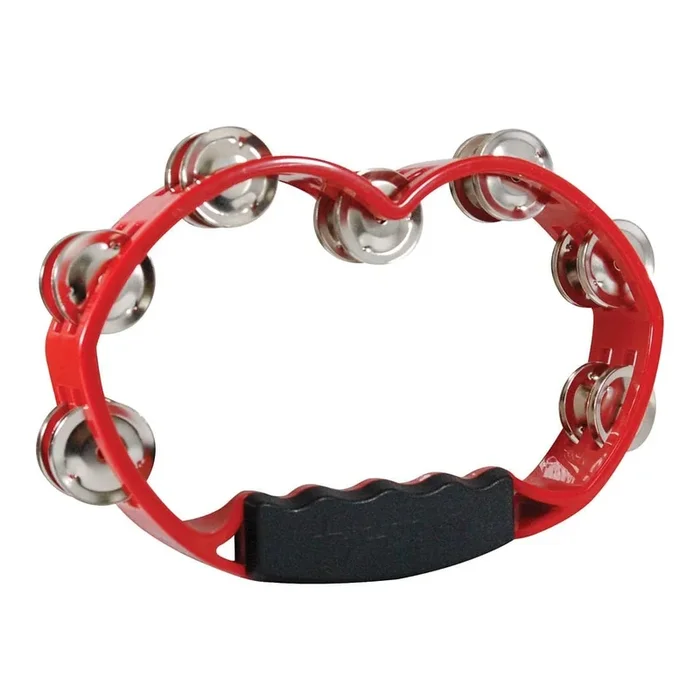 Tycoon Percussion : Red Plastic Hand Held Tambourine w/Bright Brass Jingles