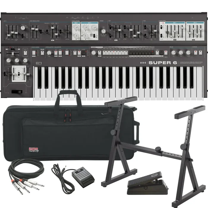 UDO Audio Super 6 ST49 12-Voice Keyboard Synthesizer – Black STAGE RIG
