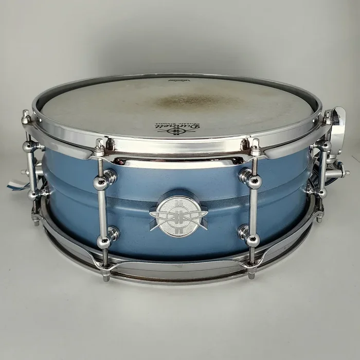 Used Dunnett 2N Aluminum Powdercoat Blue Snare Drum 14×5.5