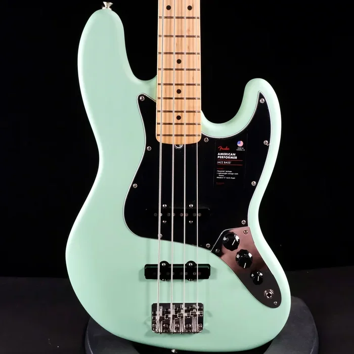 Used Fender American Performer Jazz Bass – Satin Surf Green with Maple Fingerboard