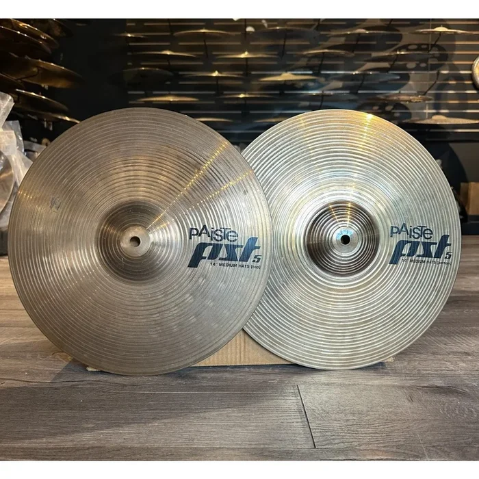 Used Paiste PST5 Medium Hi Hat Cymbals 14″