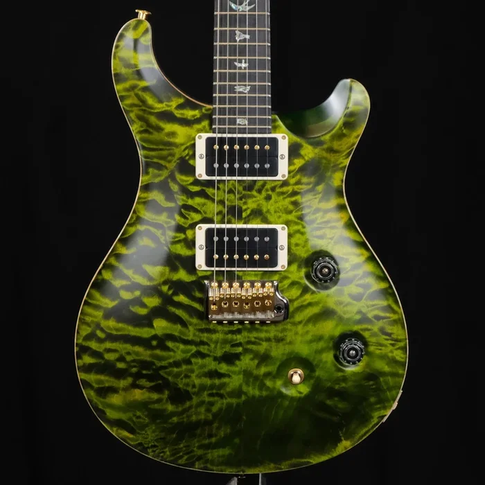 Used PRS Wood Library Custom 24 Quilted Maple Ten Top Electric Guitar – Jade