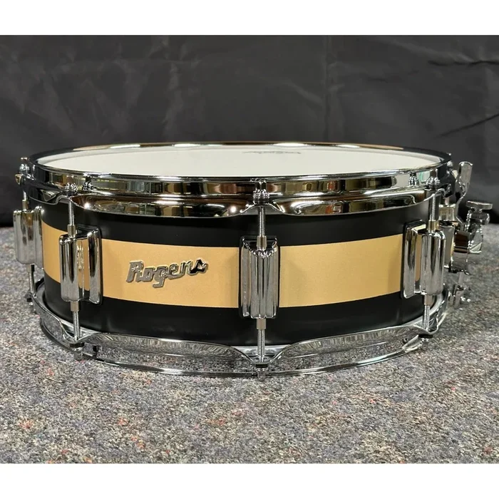 Used Rogers Tower Limited Edition Snare Drum 14×5 Satin Black/Gold Duco