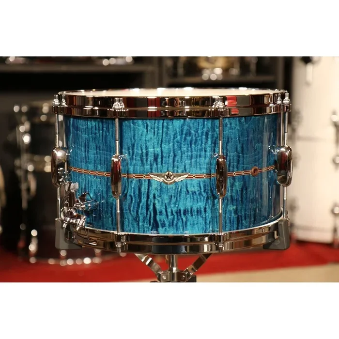 Used Tama Star Maple Snare Drum 14×8 Ocean Blue Curly Maple