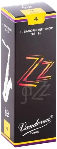 Vandoren SR424 Jazz ZZ Tenor Sax Reeds, 5CT, 4.0 Strength