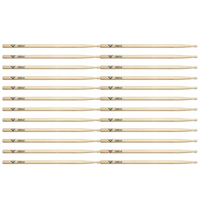 Vater Hickory Power 5B Wood Tip Drum Sticks (12 Pair Bundle)