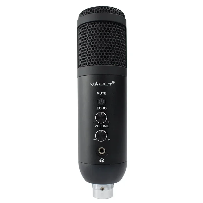 Vault UCM-FX USB Condenser Podcast Microphone Kit with built in headphone out Volume /Gain control and Mute button for Gaming, Podcasting, Conference Calls, Recording, Singing and Dubbing – (USB Mic – E01)