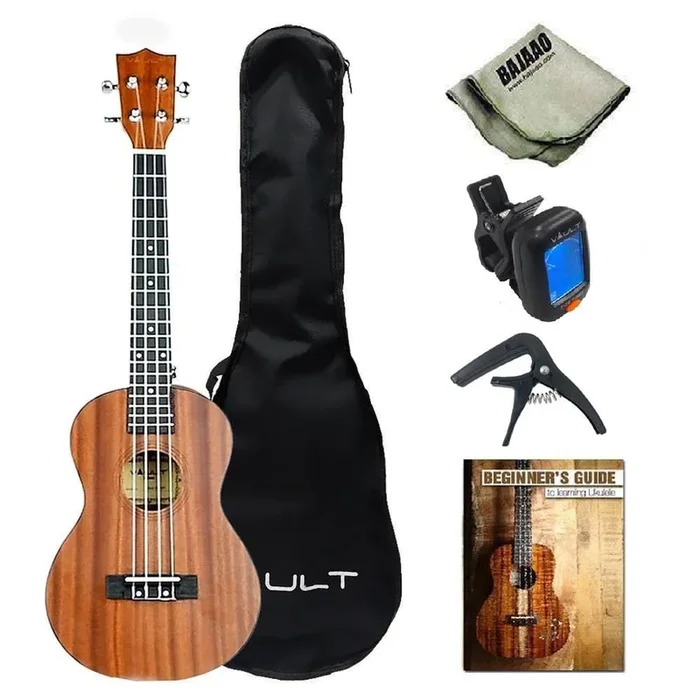 Vault UK-100T 26 Inch Tenor Arched Back Ukulele With Gig Bag, Tuner, Capo, Polishing Cloth & Ebook