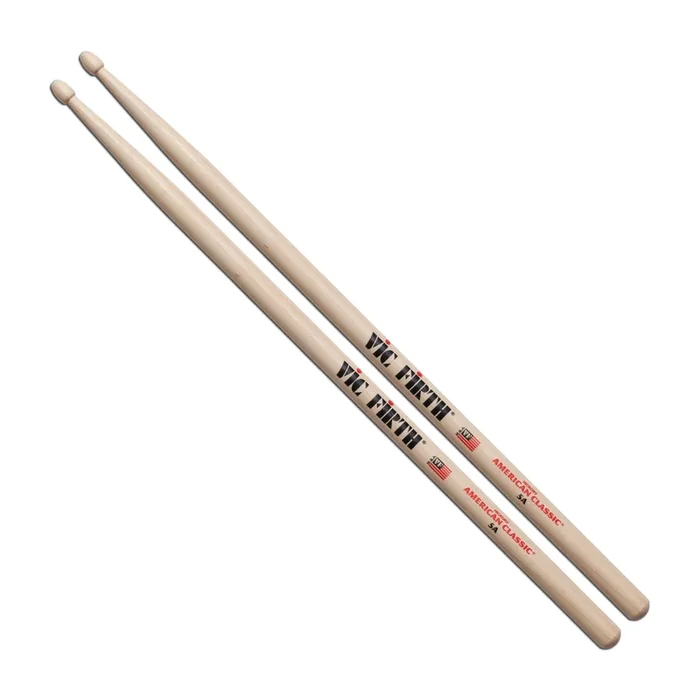 Vic Firth 5A American Classic Drum Sticks – Wood Tear Drop Tip – Hickory