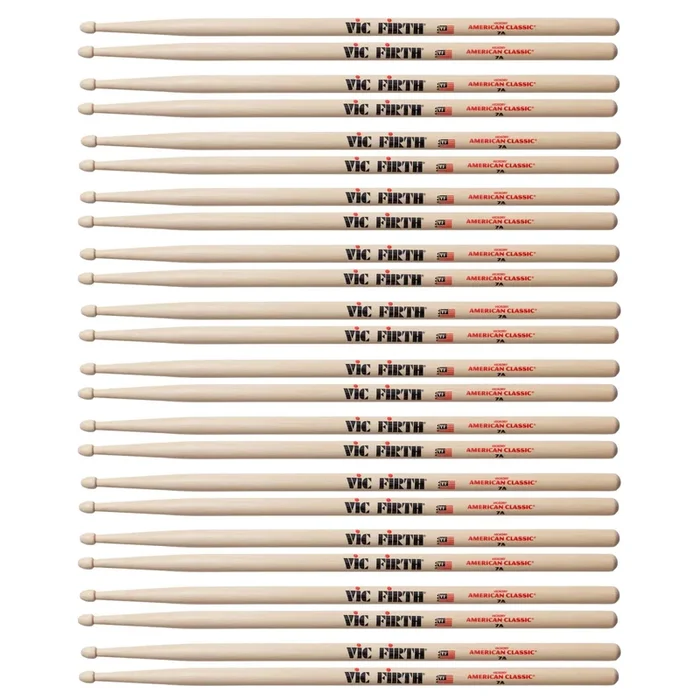 Vic Firth 7A Wood Tip Drum Sticks (12 Pair Bundle)