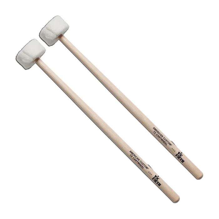 Vic Firth T2 American Custom Cartwheel Timpani Mallets – Very Soft White Felt – Hickory