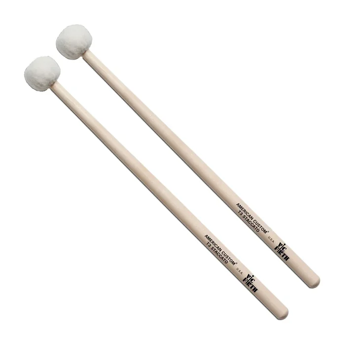 Vic Firth T3 American Custom Timpani Staccato Mallets – White Felt – Hickory